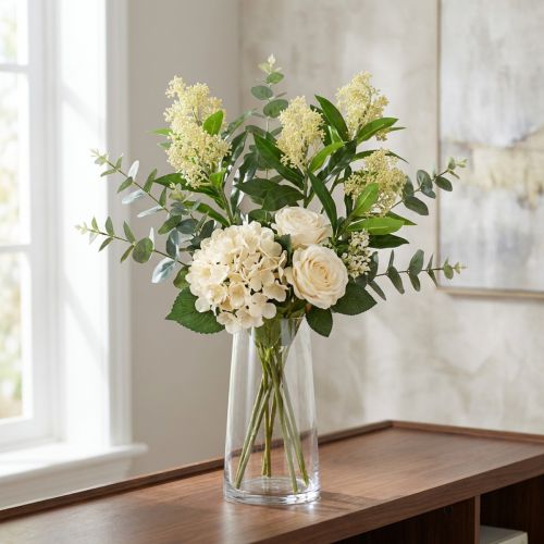 Product Artificial Flowers Cream Skimmia japonica Skimmie 45cm 2pcs