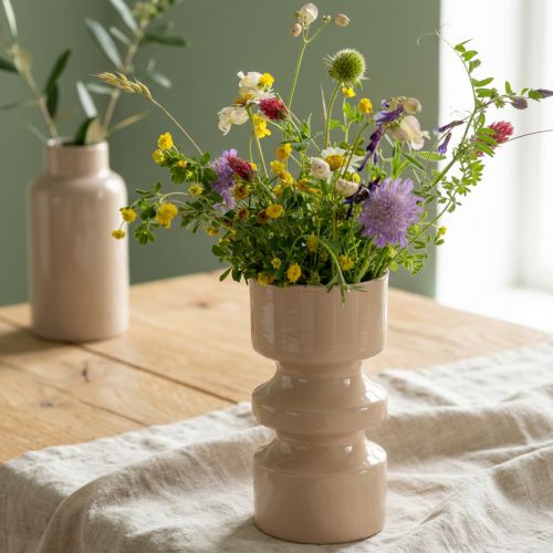 Metal flower vase cappuccino brown enamel Ø9cm H17.5cm | Floristik24.co.uk
