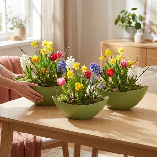 Plant Boat Plastic Decorative Bowl Green 28×9×9cm 3pcs | Floristik24.co.uk