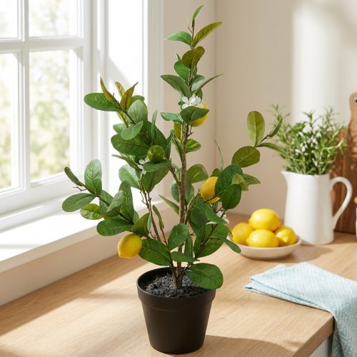Artificial lemon tree in a pot, 65cm, decorative plant, artificial plant | Floristik24.co.uk