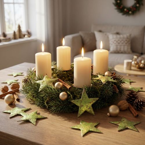Scatter decoration Christmas stars coconut green Ø5cm 50pcs | Floristik24.co.uk