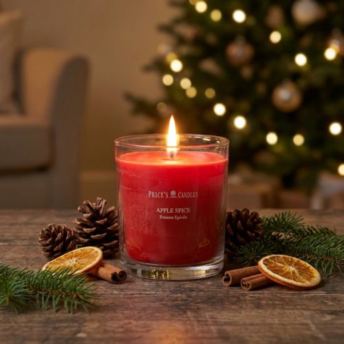 Scented candle in a glass scented candle Christmas Apple Spice H8cm | Floristik24.co.uk