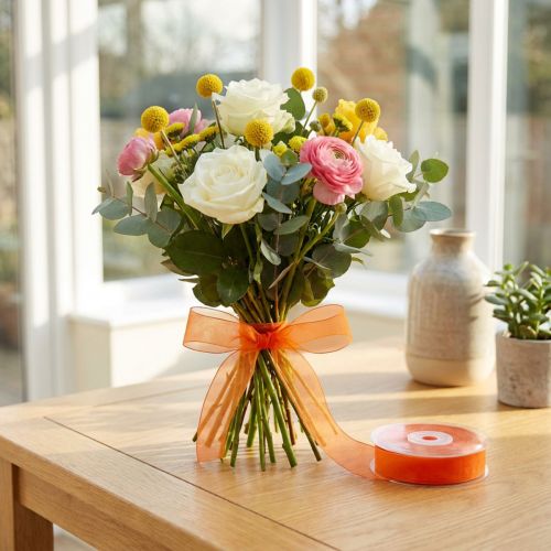 Organza ribbon gift ribbon orange ribbon selvedge 15mm 50m | Floristik24.co.uk