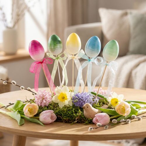Flower Stick Easter Egg Plastic Eggs Colored 4×5.5cm 10 Pcs | Floristik24.co.uk