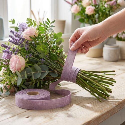 Product Decorative ribbon natural purple linen ribbon 25mm 20m