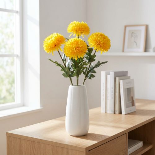 Dahlia Artificial Decoration Flowers Yellow Blossom L64cm 3 pcs | Floristik24.co.uk