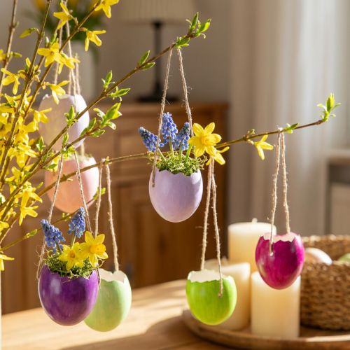 Eggshell Decoration Easter Eggs for Hanging Colored Ø3.5cm 12 Pcs | Floristik24.co.uk