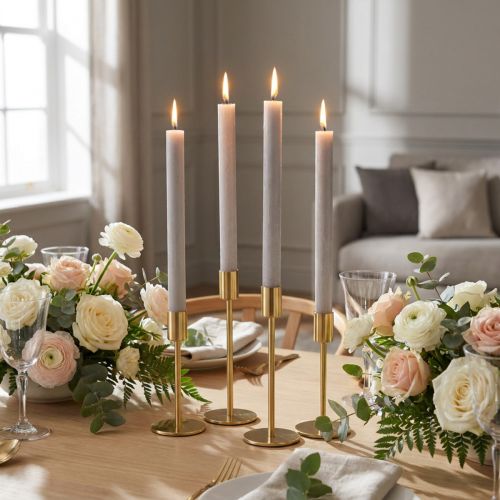Taper Candles Solid Colored Gray 34mm x 300mm 4 Pcs | Floristik24.co.uk