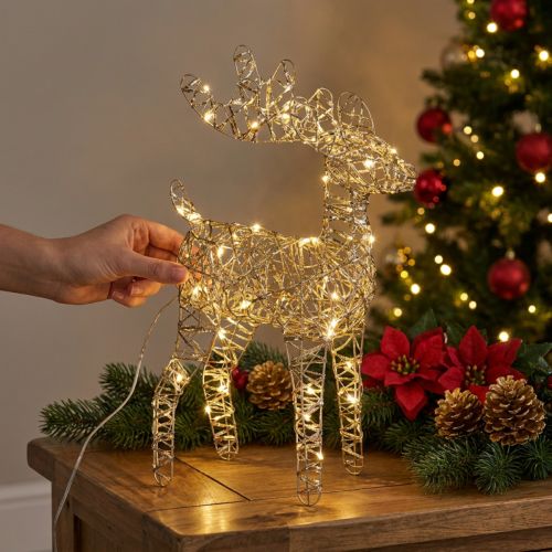 LED Reindeer Lights Christmas Decor Indoor Golden H40cm | Floristik24.co.uk