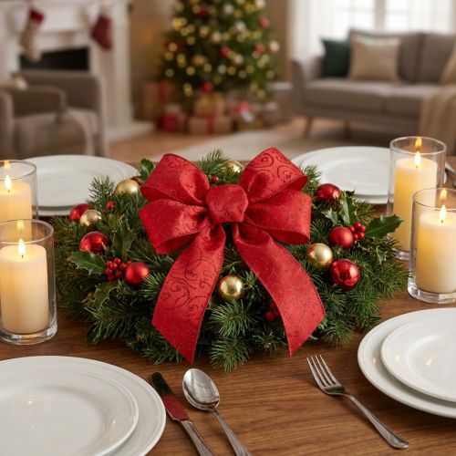 Christmas ribbon with floral ornaments red 60mm 15m | Floristik24.co.uk