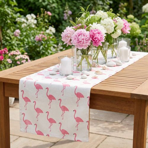 Product Deco fabric Flamingo White-Pink 30cm x 3m