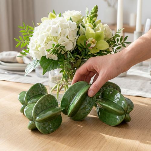 Star Fruit Carambola Ceramic Decoration 10cm Green 3-Piece Set | Floristik24.co.uk