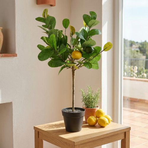 Artificial lemon tree in a pot, Mediterranean flair, easy-care artificial plant, decorative citrus tree, 57cm high | Floristik24.co.uk