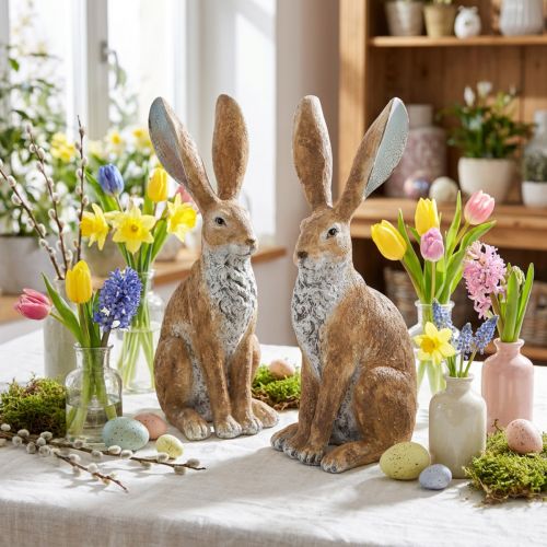 Decorative rabbit figurine for springtime home accents, 32cm, 2 pieces | Floristik24.co.uk