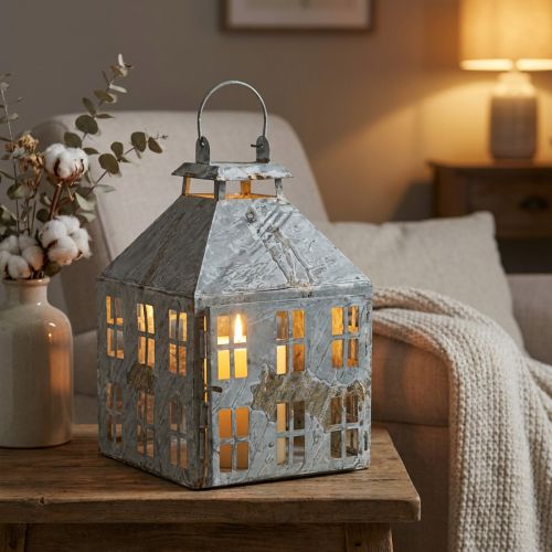 Vintage decorative lantern metal light house white rust H35cm | Floristik24.co.uk