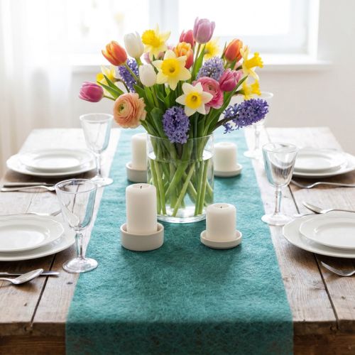 Decorative fleece table runner decorative fleece table runner blue-green 23cm 25m | Floristik24.co.uk