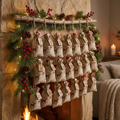 Advent calendar bags deer brown 12.5×20cm 24 pcs | Floristik24.co.uk