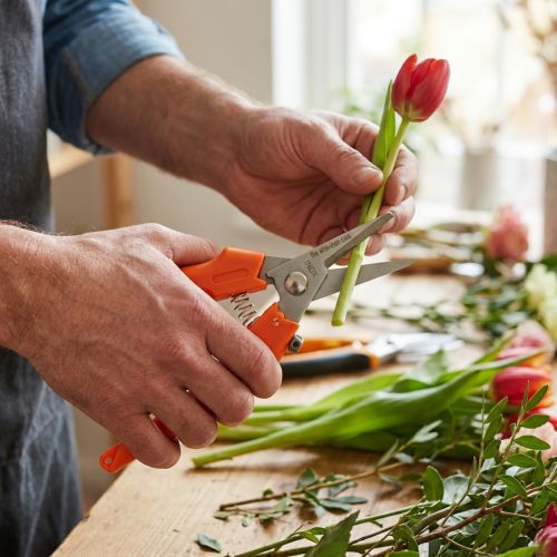 Product Precision Flower Pruning Shears with Orange Handle, Stainless Steel Blades, 19 cm
