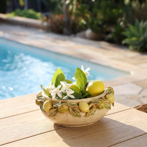 Ceramic bowl with lemons – Mediterranean decorative bowl for table & kitchen Ø21.5cm H8.5cm | Floristik24.co.uk