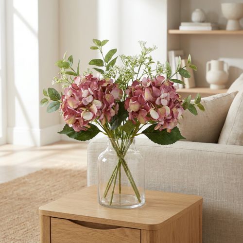 Artificial Hydrangea Large Pink Mauve Ø15cm L58cm 2pcs | Floristik24.co.uk