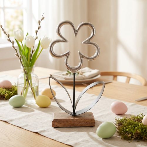Metal flower decoration silver black table decoration spring H36cm | Floristik24.co.uk