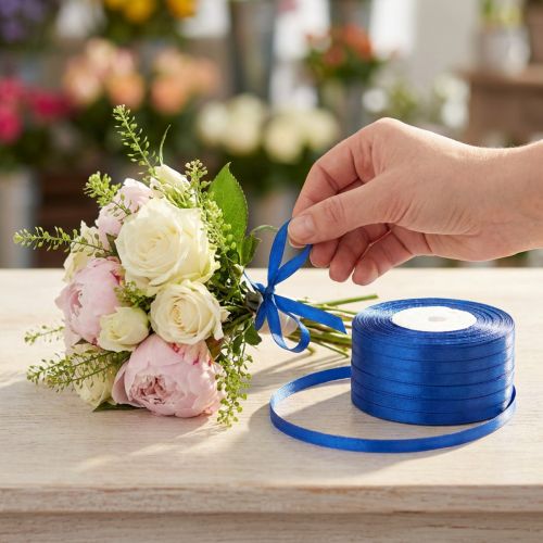Decorative ribbon satin ribbon blue double satin ribbon 6mm 50m | Floristik24.co.uk