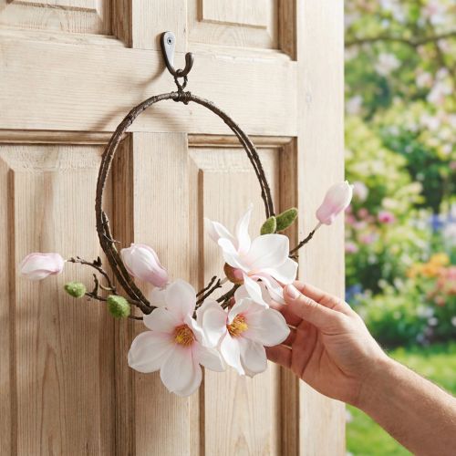 Decorative ring artificial magnolia spring decoration for hanging Ø24cm | Floristik24.co.uk
