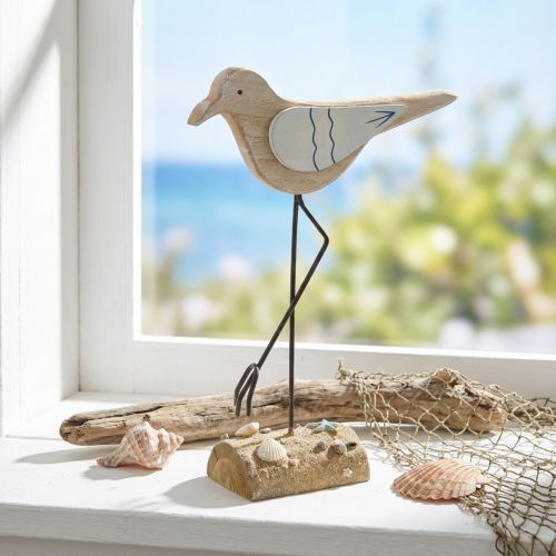 Sea decoration, deco seagull made of wood, shabby chic, blue and white H32cm | Floristik24.co.uk