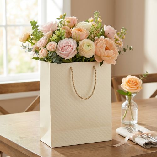 Gift Bag Paper Gift Bag Cream 26×12×32cm 1 pc | Floristik24.co.uk