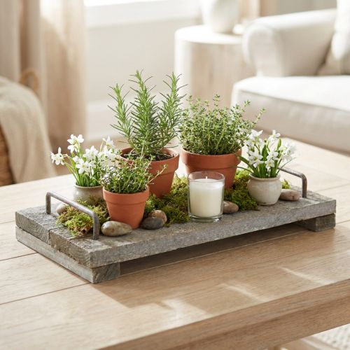 Wooden tray, shabby chic, decorative tray with feet, table decoration 30cm | Floristik24.co.uk