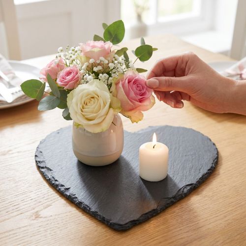 Slate plate Decorative heart slate heart Black 20×20cm 1pc | Floristik24.co.uk
