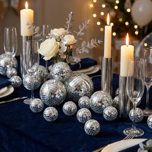Product Silver Glass Mirror Balls for Decoration 2-4cm, Set of 50