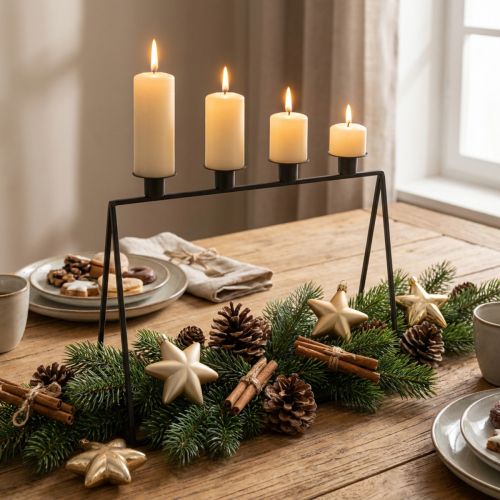 Candlestick Black Candlestick Advent wreath L38cm H31cm | Floristik24.co.uk