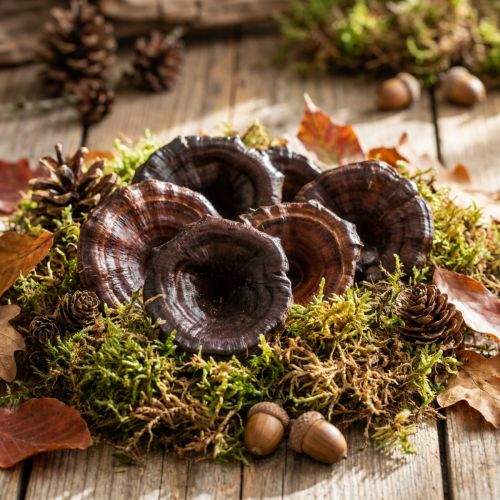 Kalix Mushroom Natural Varnished Dried Mushrooms Decoration Large 50 pcs | Floristik24.co.uk
