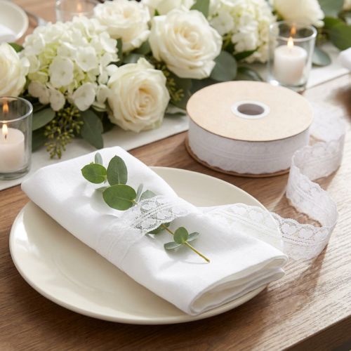 Lace ribbon hearts decorative ribbon lace white 25mm 15m | Floristik24.co.uk