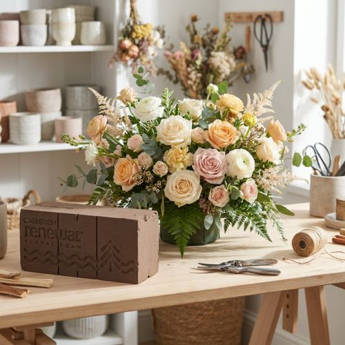 Oasis Renewal Floral Foam Brick 23cm Brown for Floral Arrangements | Floristik24.co.uk