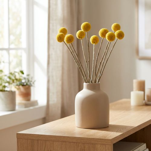 Yellow Dried Craspedia Flowers, 70 cm, Approx. 10 Stems | Floristik24.co.uk