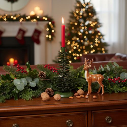 Candle Holder Tree-Shaped Green Metal Decoration 28cm Indoor Use | Floristik24.co.uk