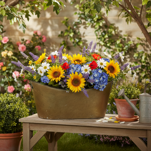 Set of plant pots and tubs, copper-colored/white, L32.5cm/36.5cm/41.5cm | Floristik24.co.uk