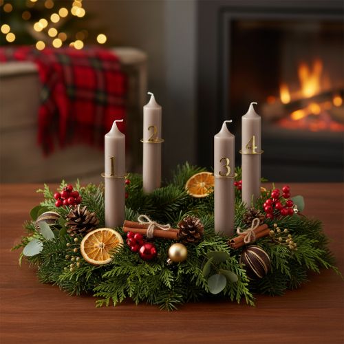 Product Metal Candle Rings Number Set for Advent Wreath, Gold, 3cm, Set of 4