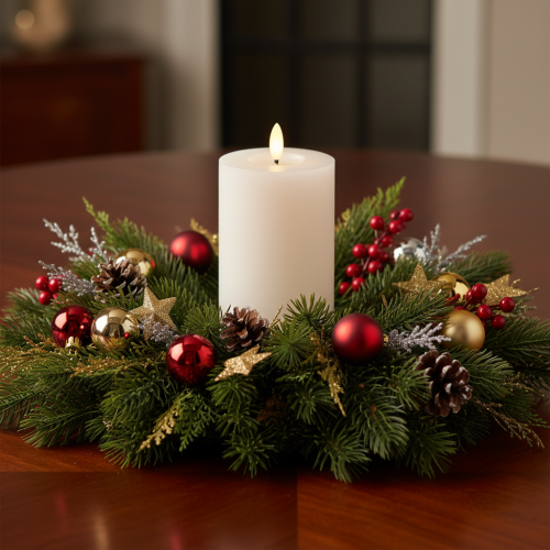 LED pillar candle, flickering, with timer, Ø7cm, 16cm