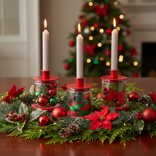 Metal Candle Holders Red 8cm for Taper Candles – Set of 3 | Floristik24.co.uk