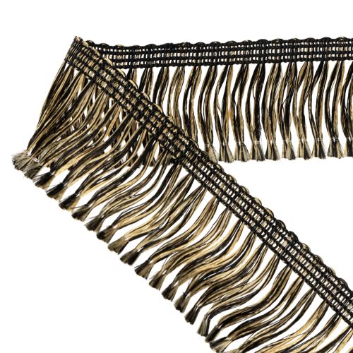 Product Black and gold fringed trim 4cm x 25m - Ideal for wreath decoration, mourning ribbon &amp; vintage accessories