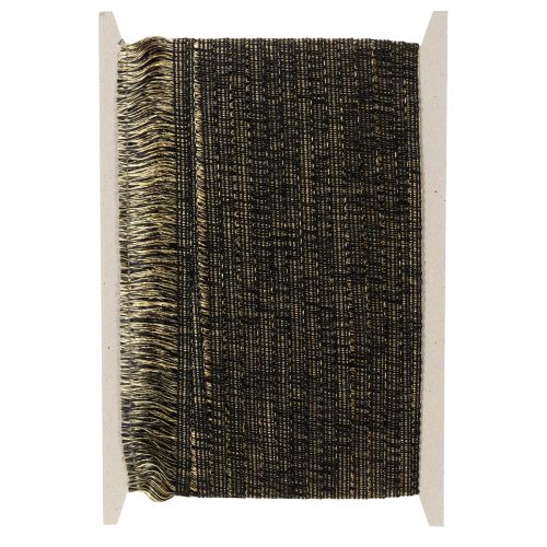 Black and gold fringed trim 4cm x 25m - Ideal for wreath decoration, mourning ribbon &amp; vintage accessories | Floristik24.co.uk