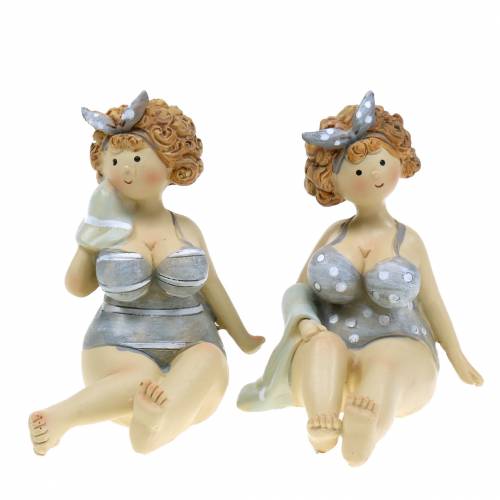 Floristik24 Decorative figure lady in swimsuit gray 10cm 2pcs