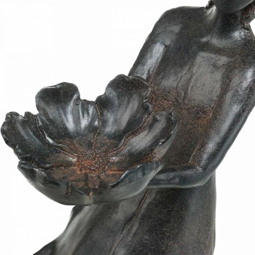 Floristik24 Bird bath flower child garden metal look anthracite 56.5cm