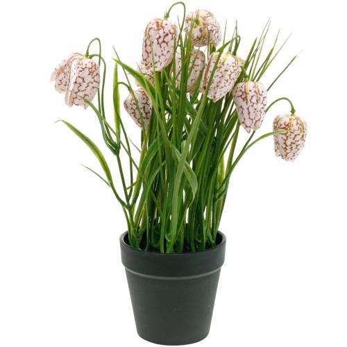 Product Potted Artificial Chessboard Flower, Spring Flower Fritillaria, Silk Flower Red White