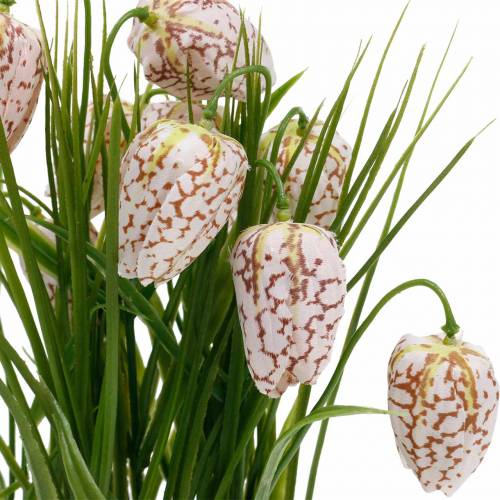 Floristik24 Potted Artificial Chessboard Flower, Spring Flower Fritillaria, Silk Flower Red White