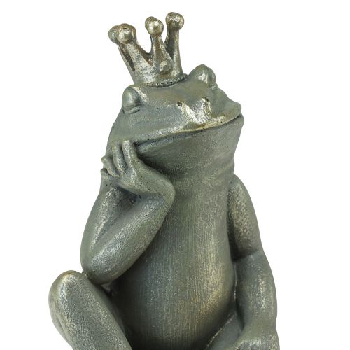 Product Decorative frog frog king garden decoration frog with gold crown golden gray 25cm