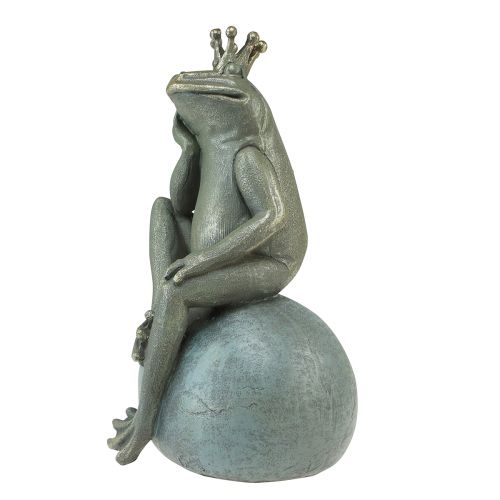 Floristik24 Decorative frog frog king garden decoration frog with gold crown golden gray 25cm